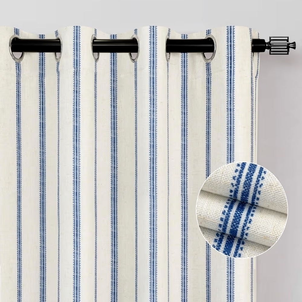 Striped Blue and White Curtains
